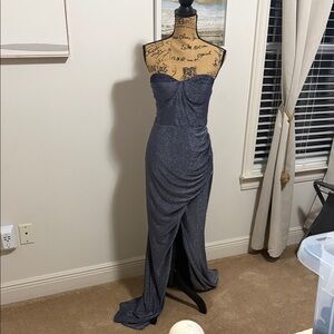 Elegant Strapless Gray Evening Dress